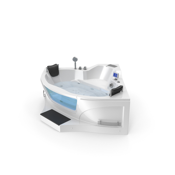 Modern Whirlpool Corner Bathtub with Air Jets PNG & PSD Images