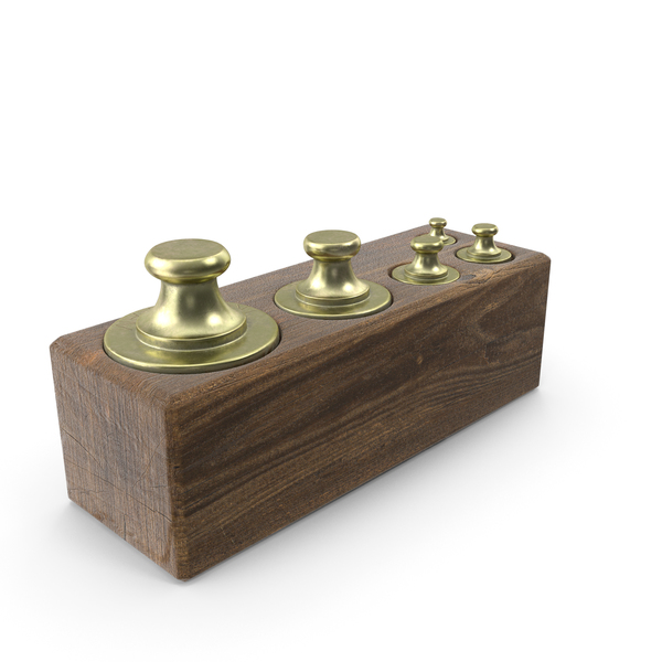 Vintage Balance Scale Weights in Wooden Box PNG & PSD Images