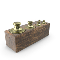 Antique Balance Scale Weights in Wooden Box PNG & PSD Images