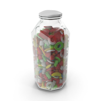 Octagon Jar with Sugar Coated Gummy Candy PNG & PSD Images