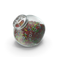 Spherical Jar With Sugar Coated Gummy Candy PNG & PSD Images