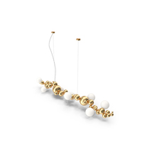 Bubbly Light Linear Modern Molecule Sculptural Chandelier Polished Brass PNG & PSD Images