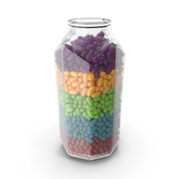 Octagon Jar with Jelly Beans Rainbow Colors PNG & PSD Images