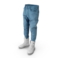 Men's Jeans Boots Blue White PNG & PSD Images