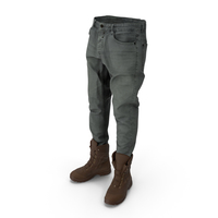 Mens Jeans Boots Grey Brown PNG & PSD Images