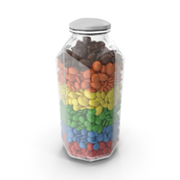 Octagon Jar with Mixed Color Coated Chocolate Candy PNG & PSD Images