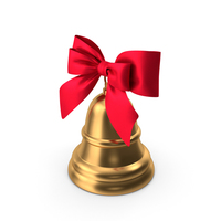 Christmas Bell with Red Bow PNG & PSD Images