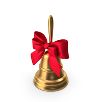 Christmas Bell with Red Bow and Handle PNG & PSD Images