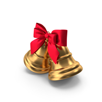 Two Christmas Bells with Red Ribbon PNG & PSD Images