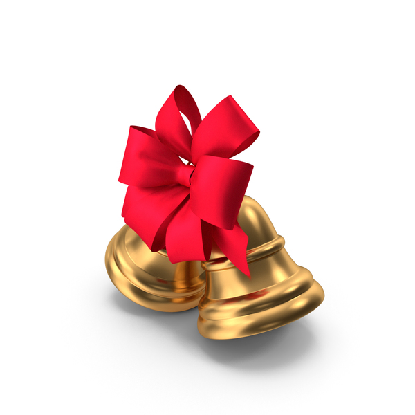 Golden christmas bell with red ribbon jingle bells