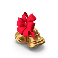 Two Christmas Bells with Large Red Ribbon PNG & PSD Images