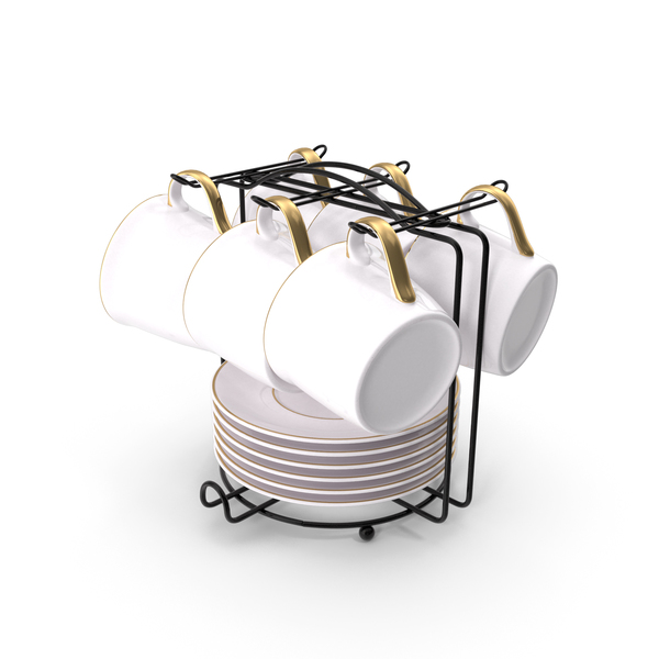 Stainless Steel Coffee Cup Holder Set PNG & PSD Images