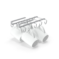 Under Shelf Mug Holder with Mugs PNG & PSD Images