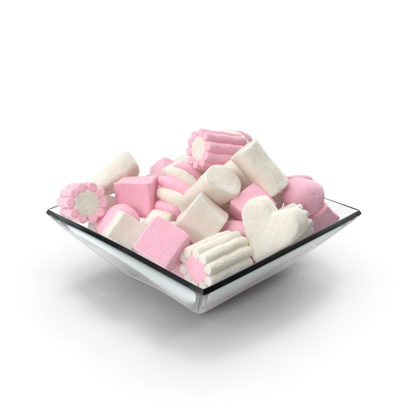 Square Bowl with Mixed Marshmallows PNG & PSD Images