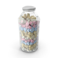 Octagon Jar with Mixed Marshmallows PNG & PSD Images