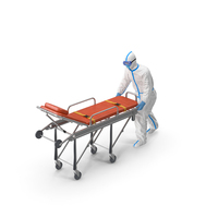Protective Suit with Stainless Steel Ambulance Hospital Bed Gurney PNG & PSD Images