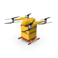 Quadcopter DHL Drone with Delivery Package PNG & PSD Images