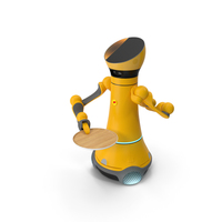 Service Robot with Wooden Tray PNG & PSD Images