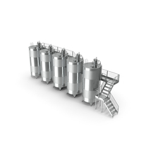 Stainless Steel Wine Tanks Set with Stairs PNG & PSD Images