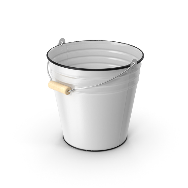 Antique Enamel Bucket with Wood Handle PNG & PSD Images