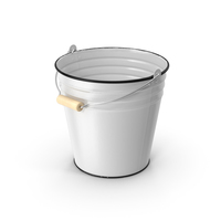 Antique Enamel Bucket with Wood Handle PNG & PSD Images