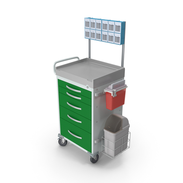 General Purpose Medical Cart with Organizer PNG & PSD Images