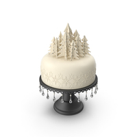 Christmas Cake with Trees and Snowflakes PNG & PSD Images