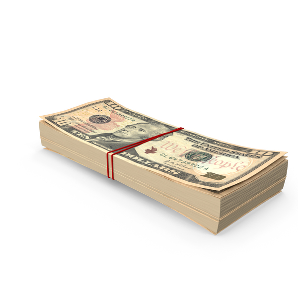 Stack of Ten Dollar Bills PNG & PSD Images