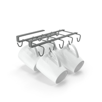 Under Shelf Mug Holder with Mugs PNG & PSD Images