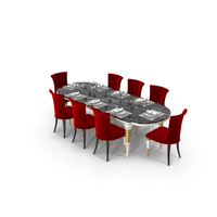 Longhi Served Marble Dining Table & Chairs PNG & PSD Images