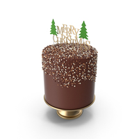 Christmas Cake with Gold Merry Christmas Topper PNG & PSD Images