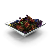 Square Bowl with Wrapped Toffee Candy PNG & PSD Images