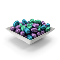 Square Bowl with Small Wrapped Chocolate Easter Eggs PNG & PSD Images