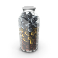 Octagon Jar with Fancy Wrapped Chocolate Easter Eggs PNG & PSD Images