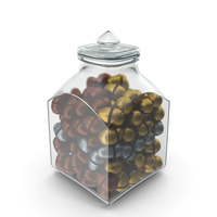Square Jar with Fancy Wrapped Chocolate Easter Eggs PNG & PSD Images