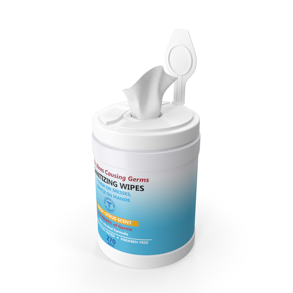 Opened Sanitizing Wipes 270 Count Canister PNG & PSD Images