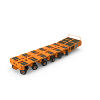 6 Axle Lines Modular Transporter Goldhofer Orange Pose PNG & PSD Images