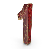 Red Glass Alphabet with Golden Edges Number 1 PNG & PSD Images
