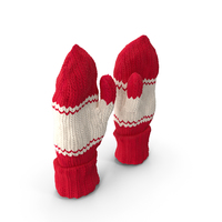 Pair of Red Wool Mittens PNG & PSD Images