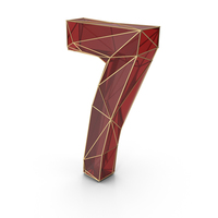 Red Glass Alphabet with Golden Edges Number 7 PNG & PSD Images