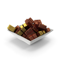 Square Bowl with Wrapped Square Chocolate Candy PNG & PSD Images