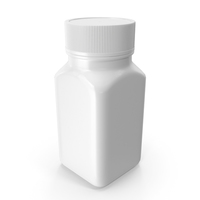 Plastic Square Bottle 2oz 60ml White Closed PNG & PSD Images