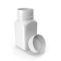 Plastic Square Bottle 2oz 60ml White Open PNG & PSD Images