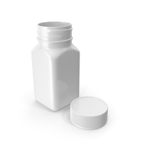 Plastic Square Bottle 2oz 60ml White Open PNG & PSD Images