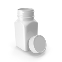Plastic Square Bottle 2oz 60ml White Open PNG & PSD Images