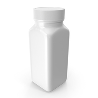 Plastic Square Bottle 4oz White 120ml Closed PNG & PSD Images