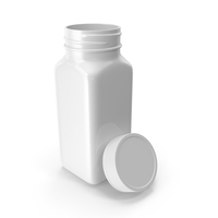 Plastic Square Bottle 4oz White 120ml Open 03 PNG & PSD Images