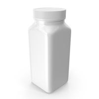 Plastic Square Bottle 8oz White 240ml Closed PNG & PSD Images