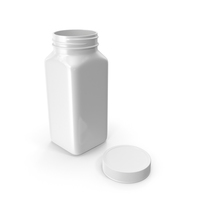 Plastic Square Bottle 8oz White 240ml Open PNG & PSD Images