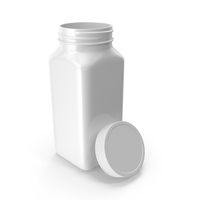 Plastic Square Bottle 8oz White 240ml Open PNG & PSD Images